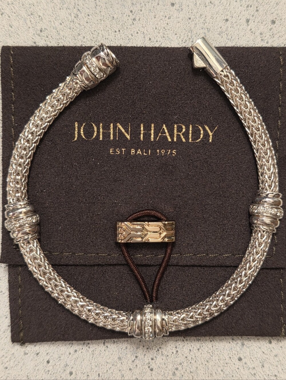 John Hardy Classic Diamond Sterling Silver Woven Bracelet -